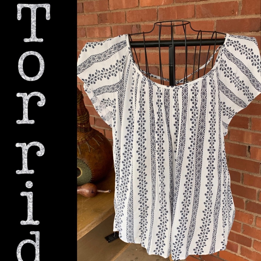 Torrid Embroidered Gauze Crossback Blouse